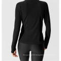 Fitness Suit Slim Fitting Black Long Sleeve Zipped Bamboo Yoga  Running  women's jackets